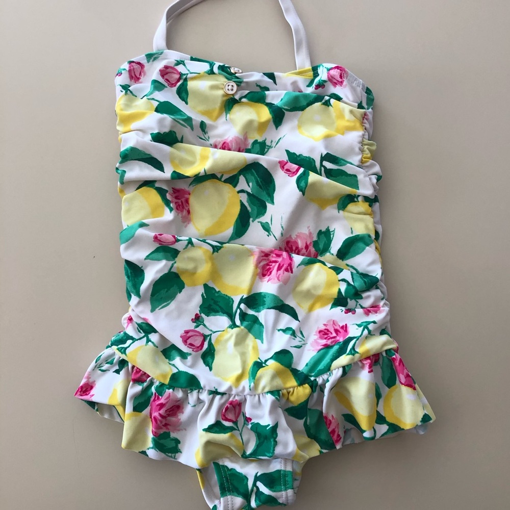 Janie & Jack girls swimsuit size 4 lemons & roses